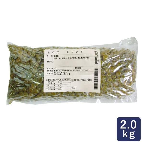 青えんどう100%使用。特殊製造で、素材のもつ色をきれいに発色させている鹿の子うぐいすです。フランスパン系の生地やハード系の生地にはもちろん、和菓子や蒸しパンにもおすすめです。糖度(Brix)：67°±2