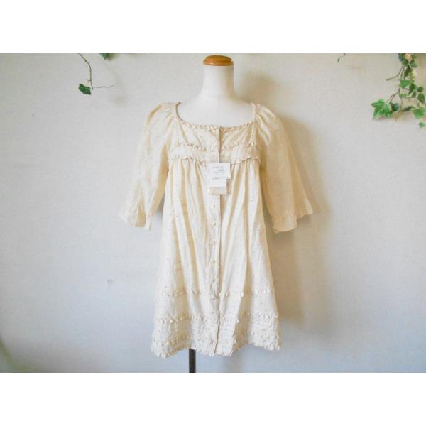 PINK HOUSE ピンクハウス　刺繍入りライトグリーン半袖チュニック美品 受注生産品】 PINK HOUSE ピンクハウス刺繍入りライトグリーン