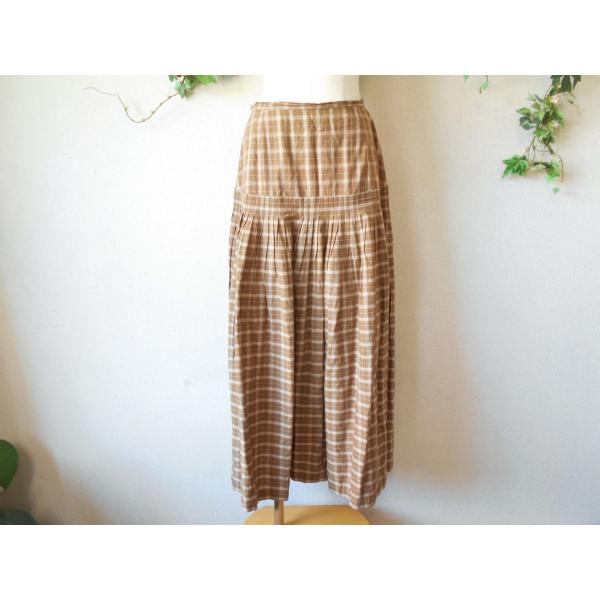 ピンクハウス PINKHOUSE タック 多数 チェック の ロング スカート  