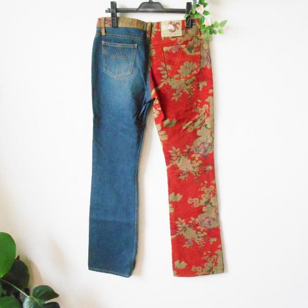 男女兼用 グラムディ GLAMDY 和柄 × デニム 切替 パンツ 日本製 3