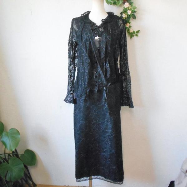 未使用インゲボルグ INGEBORG黒色フランスレース使用豪華アンサンブル 未使用インゲボルグ INGEBORG黒色フランスレース使用豪華