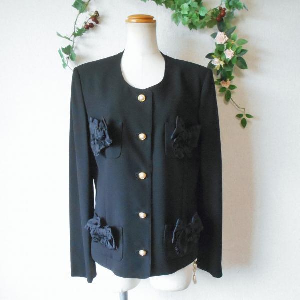 INGEBORG - インゲボルグ♡リボン柄ブルゾン♡ファンシー♡レトロ♡古着♡レア♡ INGEBORG 未使用 インゲボルグ 秋 冬 春 リボン 付 ノーカラー