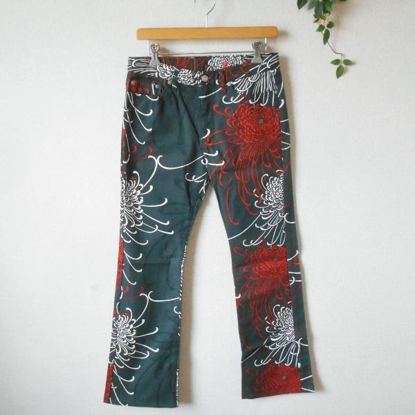 GLAMDY グラムディ　和風花柄パンツ 和柄　牡丹　蝶　サイズ3 GLAMDY グラムディ 和風花柄パンツ 和柄 牡丹 蝶 サイズ3