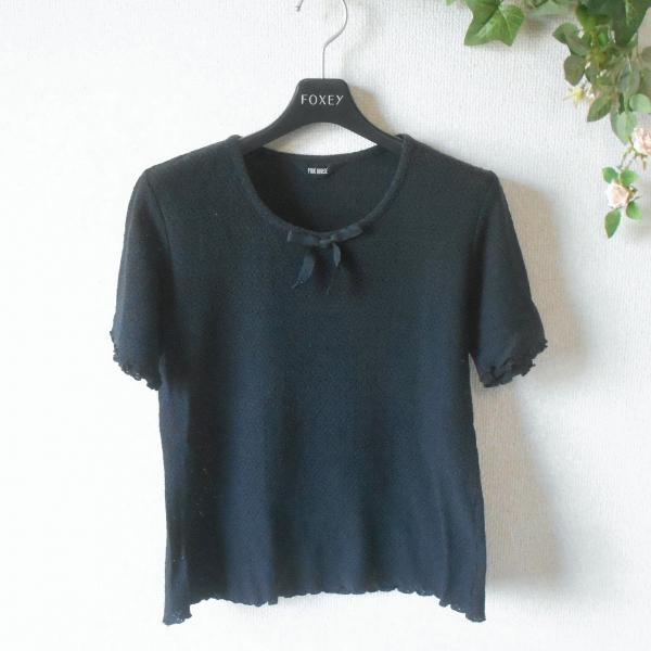 PINK HOUSE ピンクハウス カットソー レディース M 夏 黒 リボン PINK HOUSE ピンクハウス カットソー レディース M 夏 黒 リボン