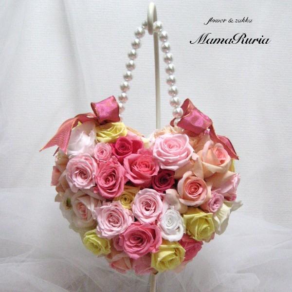 オリジナルブーケ バッグ型ハートブーケ プリザーブド アーティフィシャル ウェディング ブーケスタンド ブトニア付き Www Purrworld Com