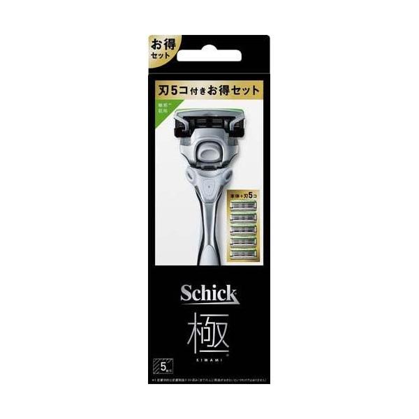 Schick シック 髭剃り カミソリ 極 KIWAMI 敏感肌用 5枚刃 コンボパック ホルダー  (本体 刃付き + 替刃4コ入)