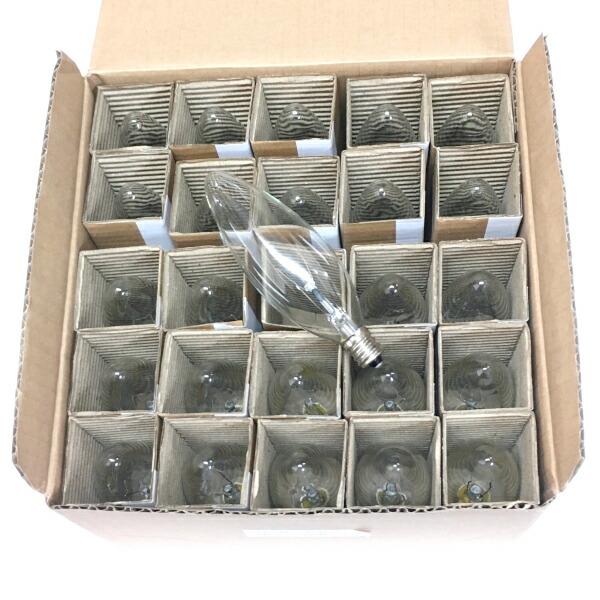 シャンデリア球 (水雷球) C32 E12 110V25W クリアー (クリヤー) 25個セット【返品交換不可】白熱電球 ケース(箱)販売