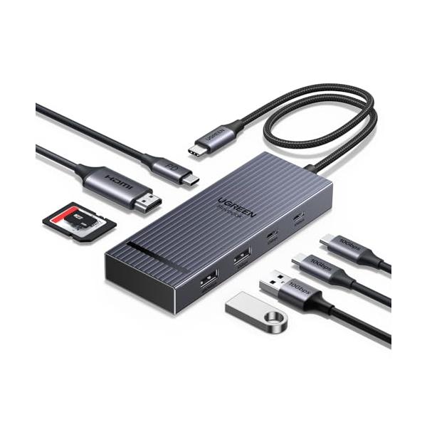 UGREEN Revodok Pro USB-C ハブ Type-c 8-in-1 100W PD急速充電 10Gbps高速データ転送 HDMI