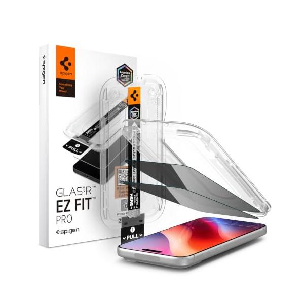 Spigen iPhone 18 Pro ガラスフィルム 覗き見防止 プライバシー保護 2枚入り EZ Fit Pro