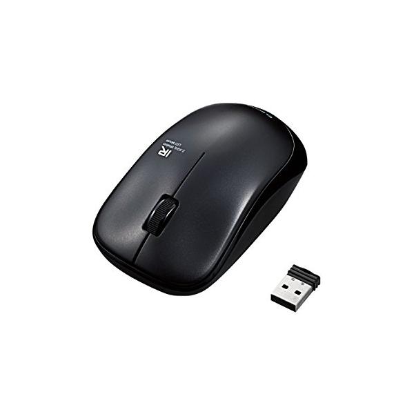 他サイト： エレコム マウス ワイヤレス (レシーバー付属) Mサイズ 3ボタン IRセンサー 省電力 ブラック M-IR07DRBKの商品画像