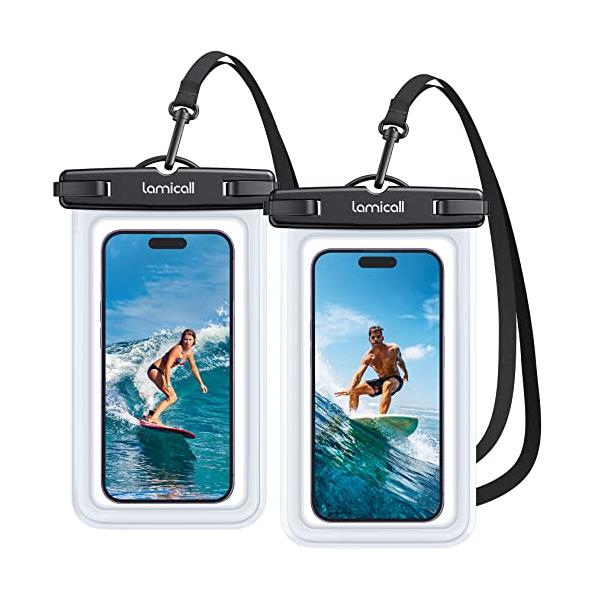 Lamicall 【2枚セット 海 】 スマホ 防水 ケース 雨の日 IPX8 : プール お風呂 完全防水 水中撮影 スマホ ぼうすい ケース