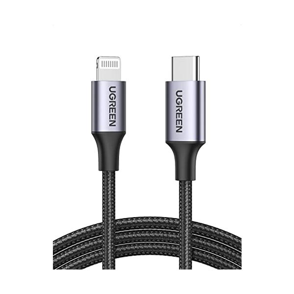 UGREEN USB-C Lightningケーブル【MFi正規認証取得 PD対応 1M】急速充電 ライトニングケーブル 高耐久 ナイロン編みi