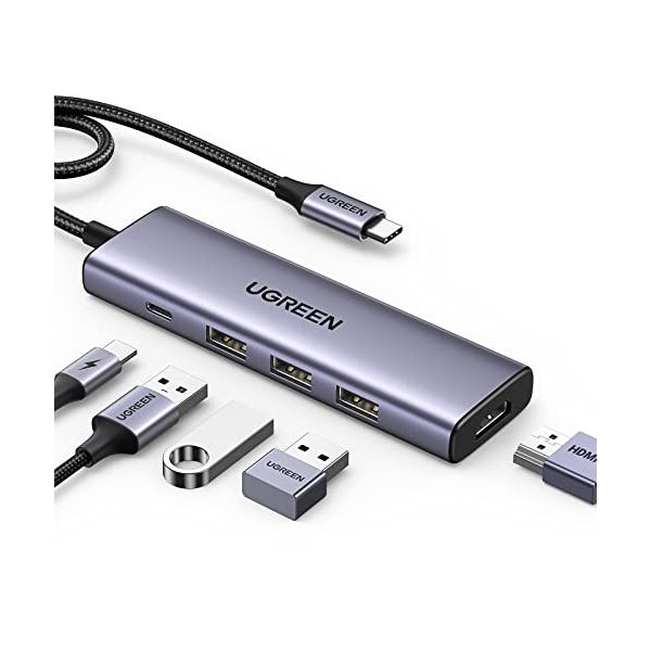 UGREEN Revodok 105 USB Cハブ 5-IN-1 HDMI 出力USB ハブ Type-C 100W PD急速充電 【3*US