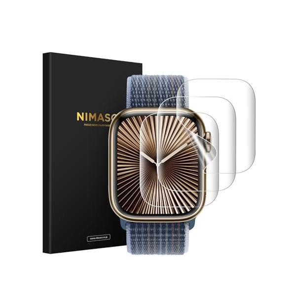 46mm 3枚/-/-・Color:46mm 3枚・パッケージ個数:1・「対応機種」Apple Watch series 11（2025）/ 10（2024）46mm 用 「ほどよいサイズデザイン：apple watch本体の縁まで適度なス...