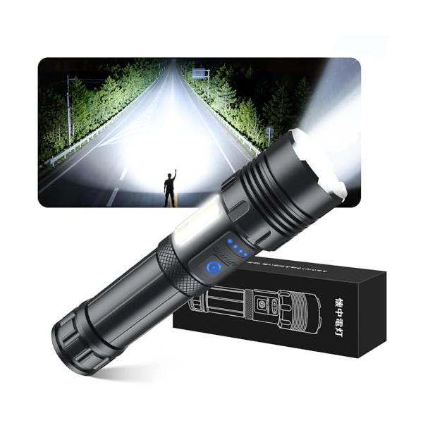 懐中電灯 強力 5000mAh 【防災士監修・超高輝度・XHP160チップ】軍用 最強 Type-C充電式/電池式 単4形電池対応 ハン
