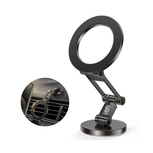 他サイト： 【超強力マグネット搭載】SYNCWIRE MagSafe対応 車載スマホホルダー フレキシブル3軸＆360°回転 全金属ボディ設計 ダッシュボーの商品画像