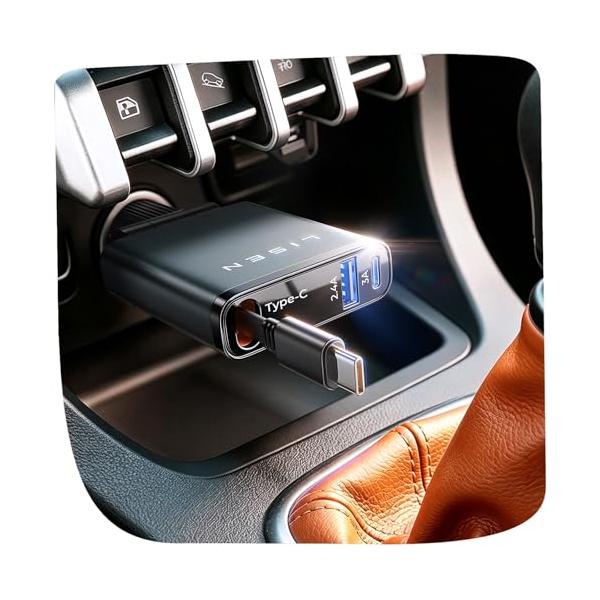【超小型・PD36W急速充電】LISEN 3in1車 充電器 タイプc しがーソケット usb シガーソケット 巻き取りPD3.0/QC/PPS
