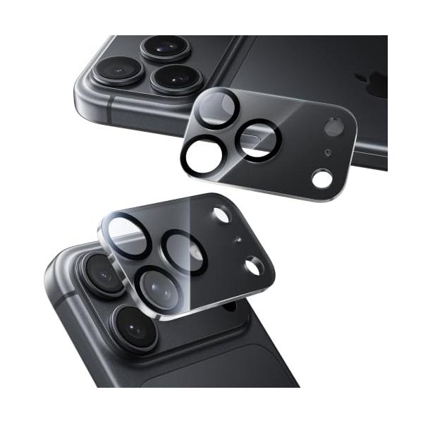 NIMASO カメラフィルム iPhone 18 Pro Max 用 カメラ保護 アクリル レンズカバー ブラック ２枚セット