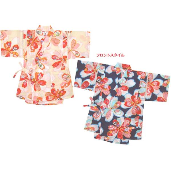 とってもかわいい、さくら柄の日本製の こども 甚平スーツ