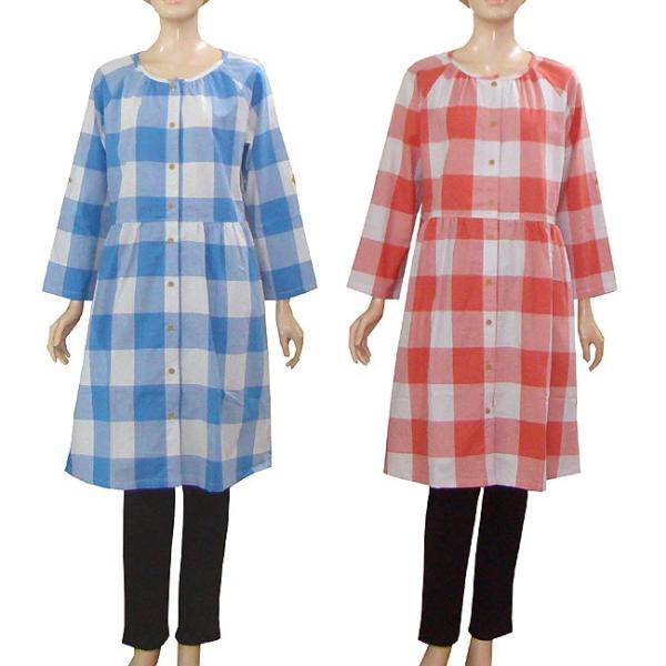 産前〜産後授乳期・産後に♪かわいい大きなチェック柄の袖ロールアップ機能付マタニティパジャマパンツは、レギンスタイプです。◆授乳に便利なフロントスナップ機能付で簡単授乳♪（見た感じは、普通のボタンですが、第２ボタン〜第４ボタンの裏側は、スナッ...