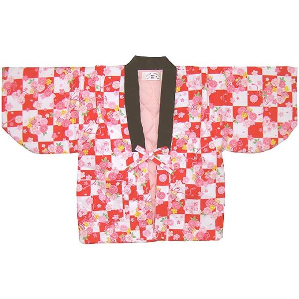 とってもかわいらしい、市松花柄の 別珍衿 はんてん★別珍衿が、和装の雰囲気を高め、手の凝った仕様です。★袖先を少し絞っていて、温さが逃げません。中綿入りで、とてもあったかです。衿の素材は別珍を使用しており、肩上げ加工も相まって日本の伝統の良...