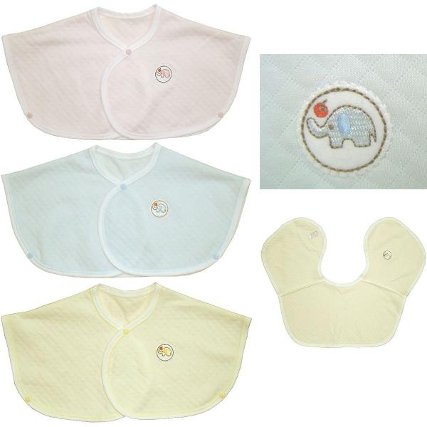 新生児用のあったか肩当てです。肩が冷えずに寝るときなどあったか！！ニットキルト素材なので、保温性バツグン。首のバイアスは、やわらかスムースを使用しています。腕が出る両サイドは、ホック留めになっているので、脱げません。胸部分にはとってもかわい...