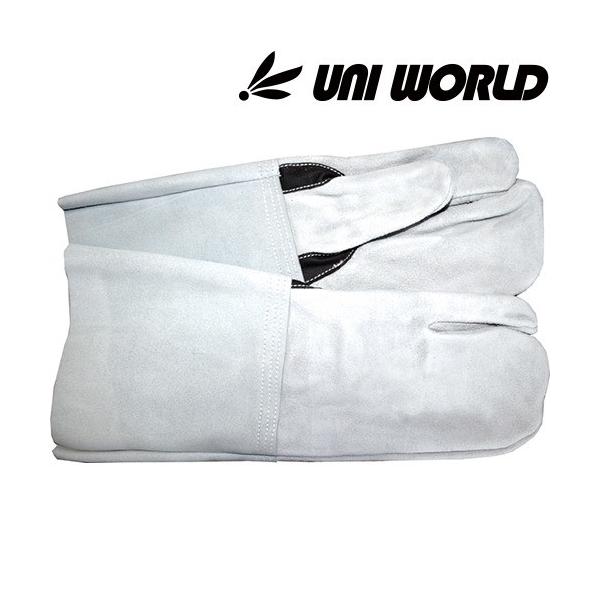 【メール便対応】ユニワールド 溶接革手 溶接3本長 当付 1双 サイズ：フリー 31-B
