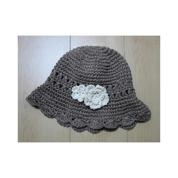 ベベ bebe 子供服  女の子 SS 約 53cm ハット 帽子 ぼうし 茶色 お花 春 夏 ★4  ガールズ 女児 キッズ  古着 子ども服 こども