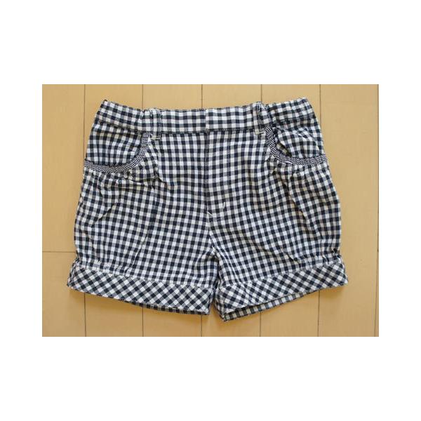 組曲 kumikyoku アウトレット 子供服 女の子 M 約 110cm 120cm ショート パンツ ギンガムチェック 紺 春 夏 ★3 ガールズ 女児 キッズ  古着 子ども服 こども