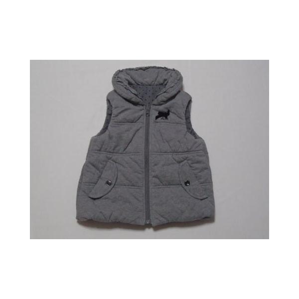 ベベ bebe アウトレット 子供服 女の子 110cm リバーシブル 中綿 ベスト グレー 水玉 秋 冬 ★3 アウター 冬服 ガール