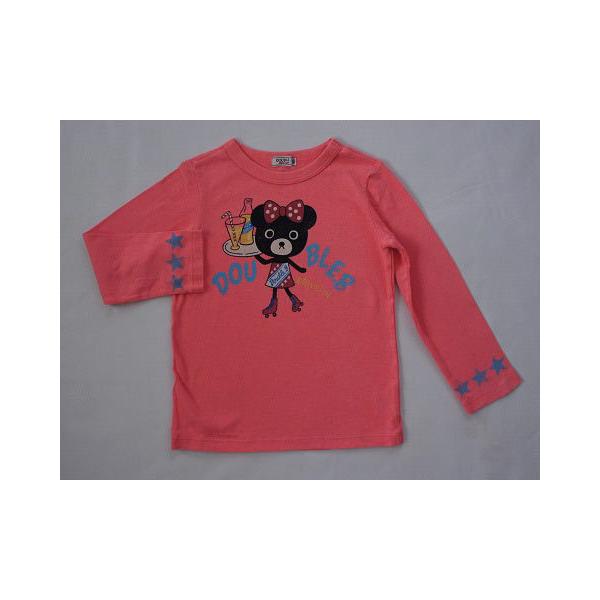 ダブルB double-b ミキハウス miki house 子供服 女の子 120cm 長袖 Tシャツ ロンT ピンク ブラックベアー クロクマ 春 秋 ★4  トップス ガールズ こども