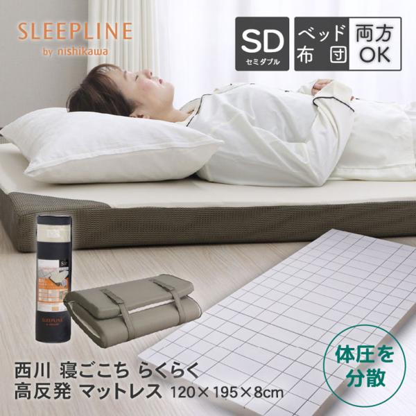 セミダブル 西川 高反発 マットレス 120×195cm 厚み 8cm 敷き布団