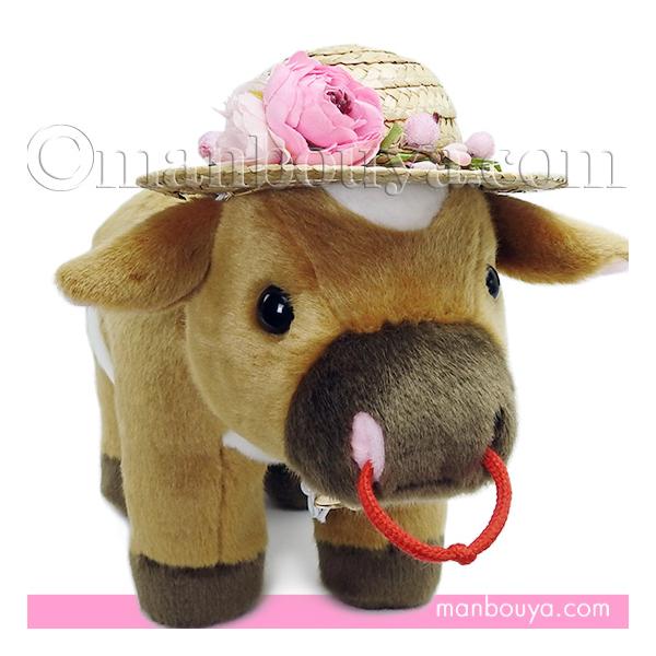 動物 ウシ ぬいぐるみ 牛 麦わら帽子 セット キュート販売 CUTE