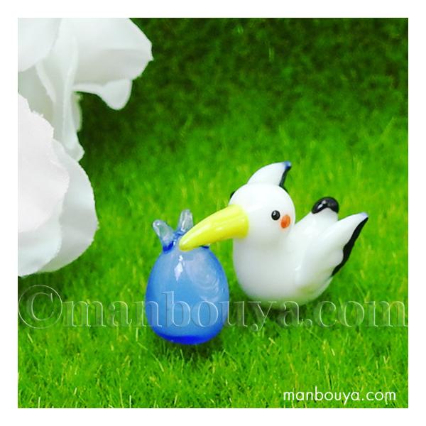 鳥 雑貨 コウノトリ ガラス細工 ミニチュア 置物 フォーカート こうの