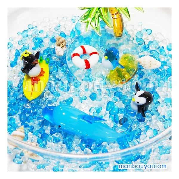 お庭の池を覗き込む子供セット　ガラス細工 manbouya_pl-gsq-set06