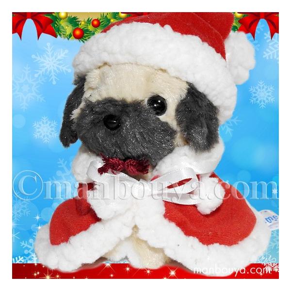 クリスマス ぬいぐるみ 犬 TAKENOKO たけのこ パグ ベージュ サンタ