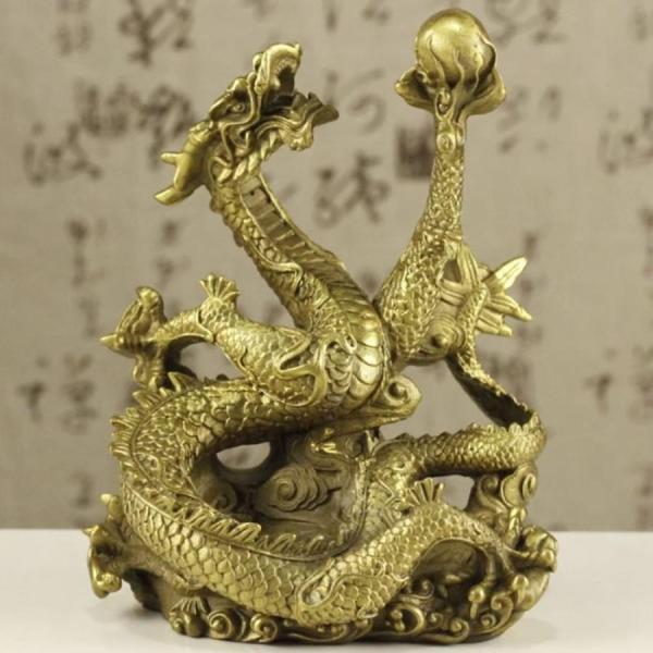 風水 置物 龍の置物 龍 ドラゴン 5本爪 右手に玉を持つ龍 金属工芸 銅製 Amazon.co.jp: 皇龍 五本爪の龍 風水置物 銅製 金メッキ 高さ