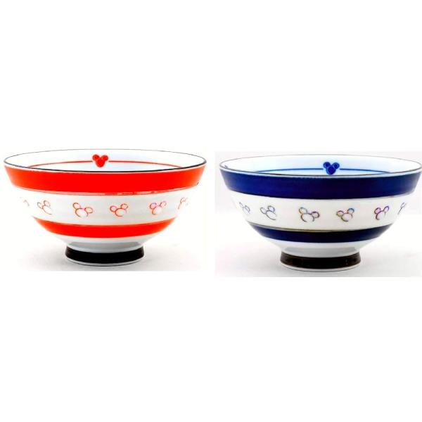 ミッキー ミニー 夫婦茶碗 青 赤 横線 ディズニー リゾート限定 ミッキー ミニー 夫婦茶碗 青 赤 横線 ディズニー リゾート限定