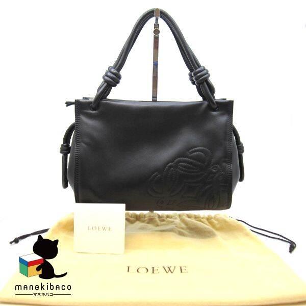 LOEWE ロエベ ナッパ ハンドバッグ レザー 革 ブラック 黒 ランクA  