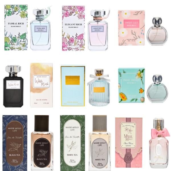 【商品概要】マッセモリー（MASSEMOLLY）はコスメステーションが展開するプチプラ香水シリーズ。30ml〜50mlのオードトワレで香水初心者にもおすすめ。軽やかな香りがふんわり続き、普段使いやギフトにも最適です。【選べる11種の香り】◆...