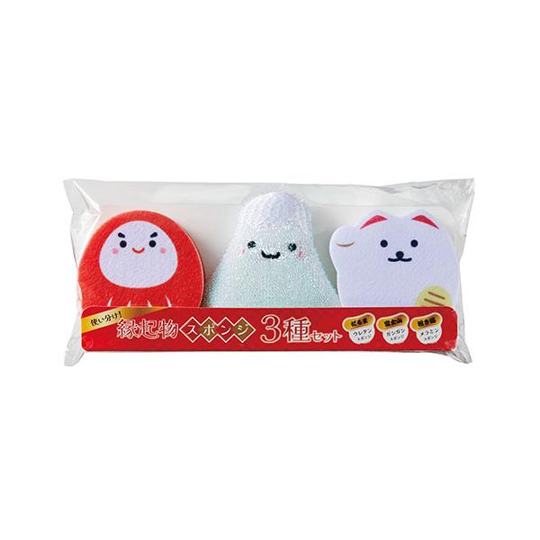使い分け!縁起物スポンジ3種セット 縁起の良い3つのモチーフ(だるま・富士山・招き猫) SP-36737