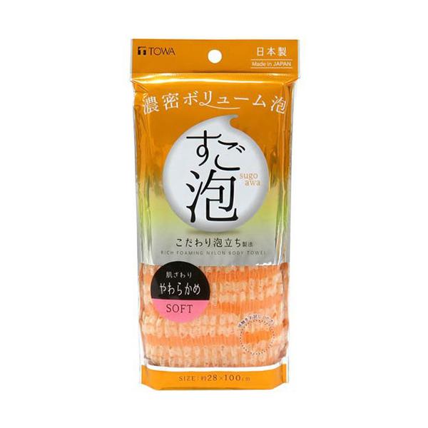 〔5セット〕 東和産業 すご泡IV ナイロンタオル やわらかめ オレンジ MMT47051X5