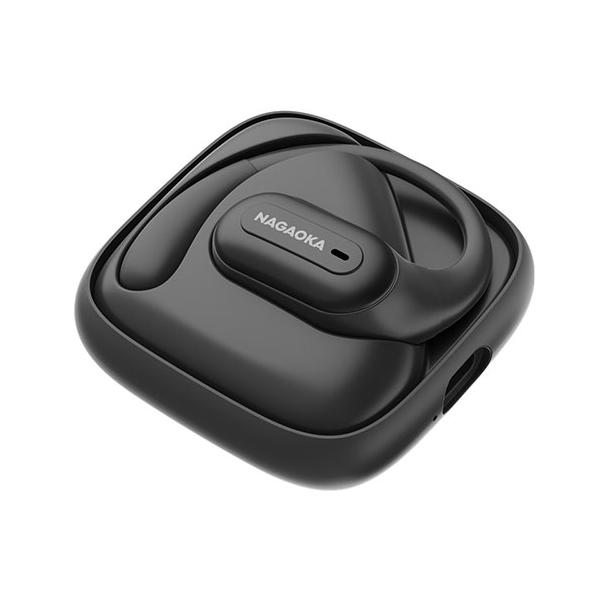 NAGAOKA オープンイヤー型ワイヤレスイヤホン 耳をふさがない/コンパクト設計 マイルドブラック NOW10MBK