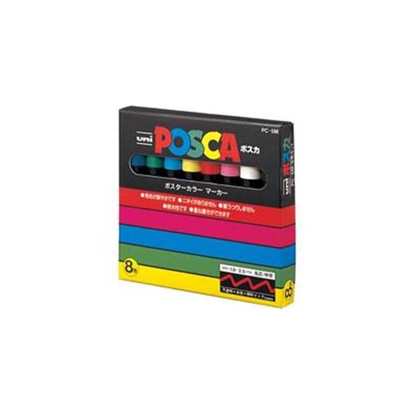 業務用10セット 三菱鉛筆 ポスカ ｐｏｐ用マーカー 中字 8色セット
