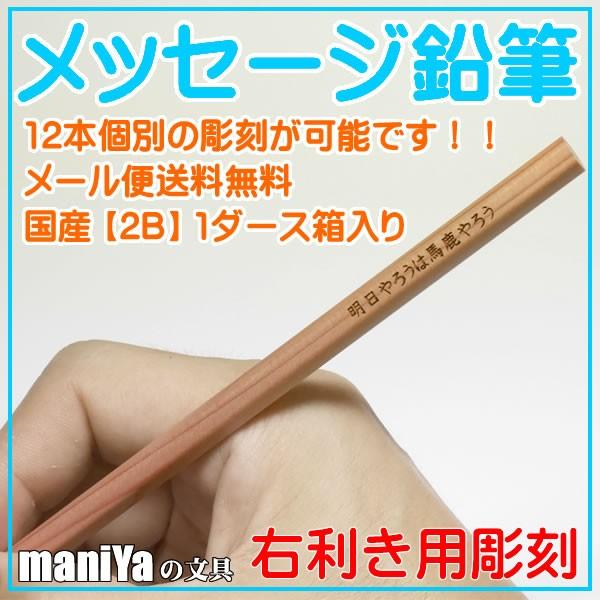 メール便送料無料 メッセージ 名入れ 国産鉛筆 右利き用 2b 12本入 彫刻料金込み 1ダース全て異なる内容 紙ケース付 正午までのご注文は当日出荷 Pen Jp Message R Maniya 通販 Yahoo ショッピング