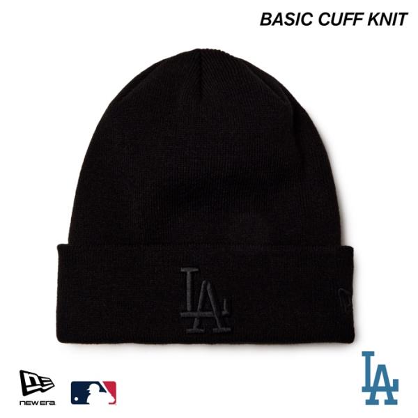 ニューエラ LA ニット帽 ビーニー NEWERA ベーシック カフニット MLB Tonal Logo ロサンゼルス・ドジャース ブラック 15119721 ニットキャップ 帽子 ロゴ
