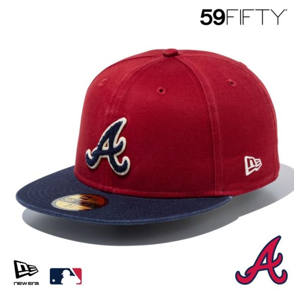 ニューエラ A キャップ 59FIFTY NEWERA MLB Chenille Patch シェニールパッチ アトランタ・ブレーブス レッド/ナイトシフトネイビー 15228775 サガラ刺繍