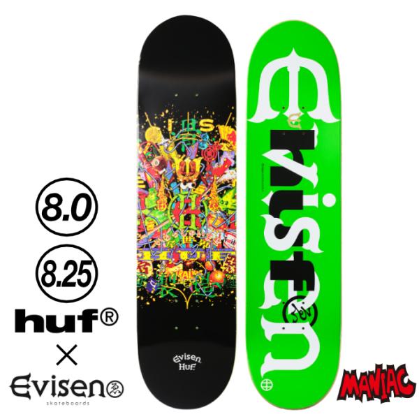 スケボー デッキ スケートボード 8．08．25 HUF x EVISEN ALLSTAR