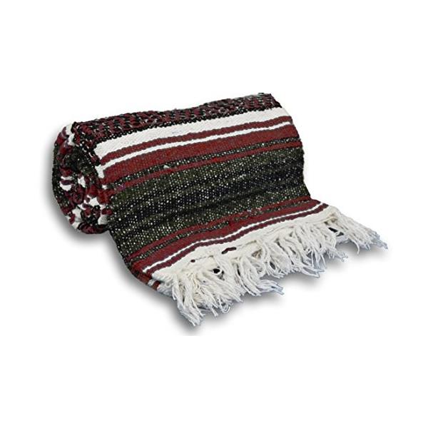 ヨガ フィットネス FBA_Y042MEXBUR01 YogaAccessories Traditional Mexican Yoga Blanket - Burgundy