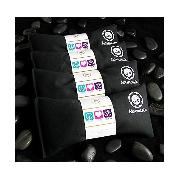 ヨガ フィットネス NLEP-BLK Happy Wraps Namaste Lavender Yoga Eye Pillows - Hot Cold Aromatherapy for S